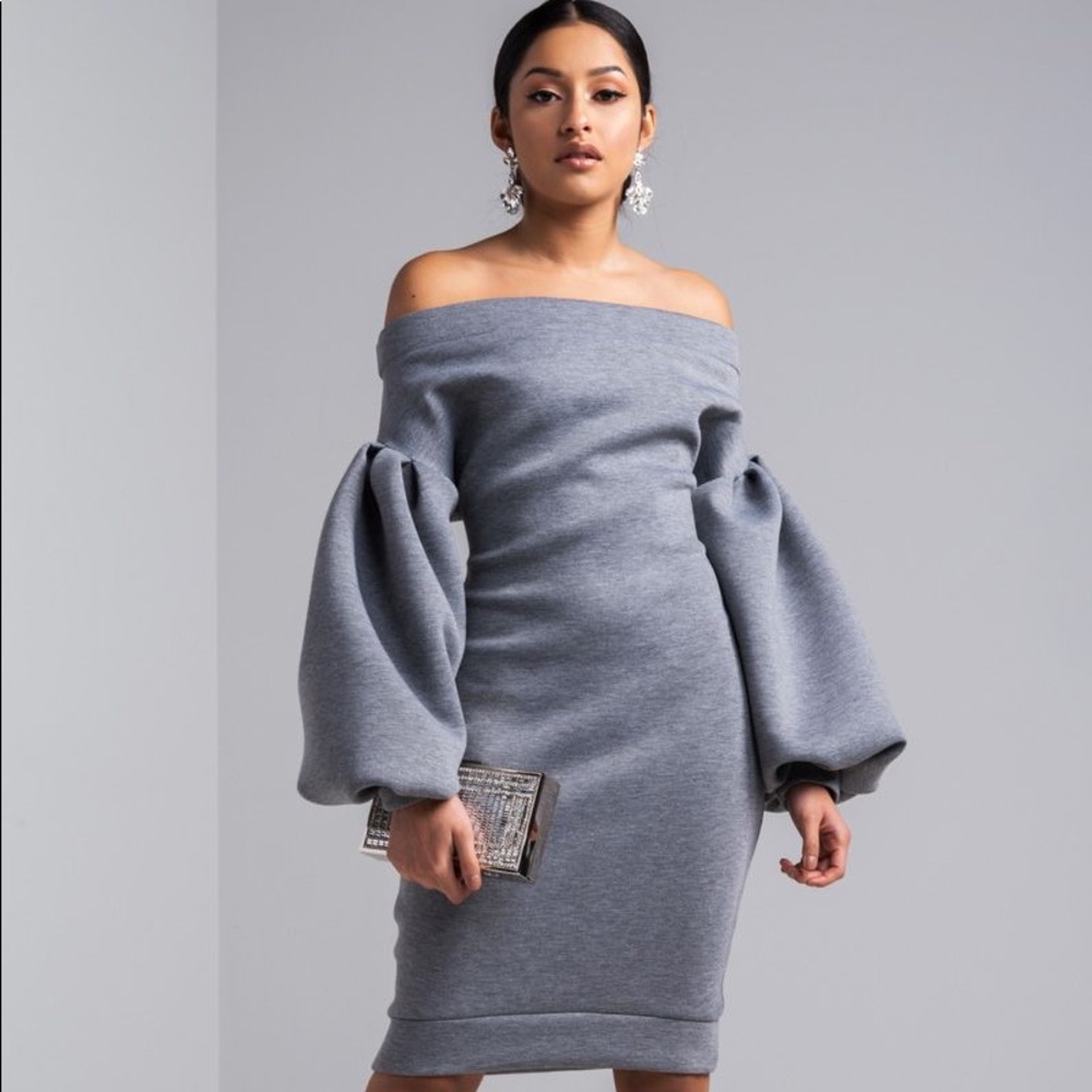 Akira Off the Shoulder Scuba Dress